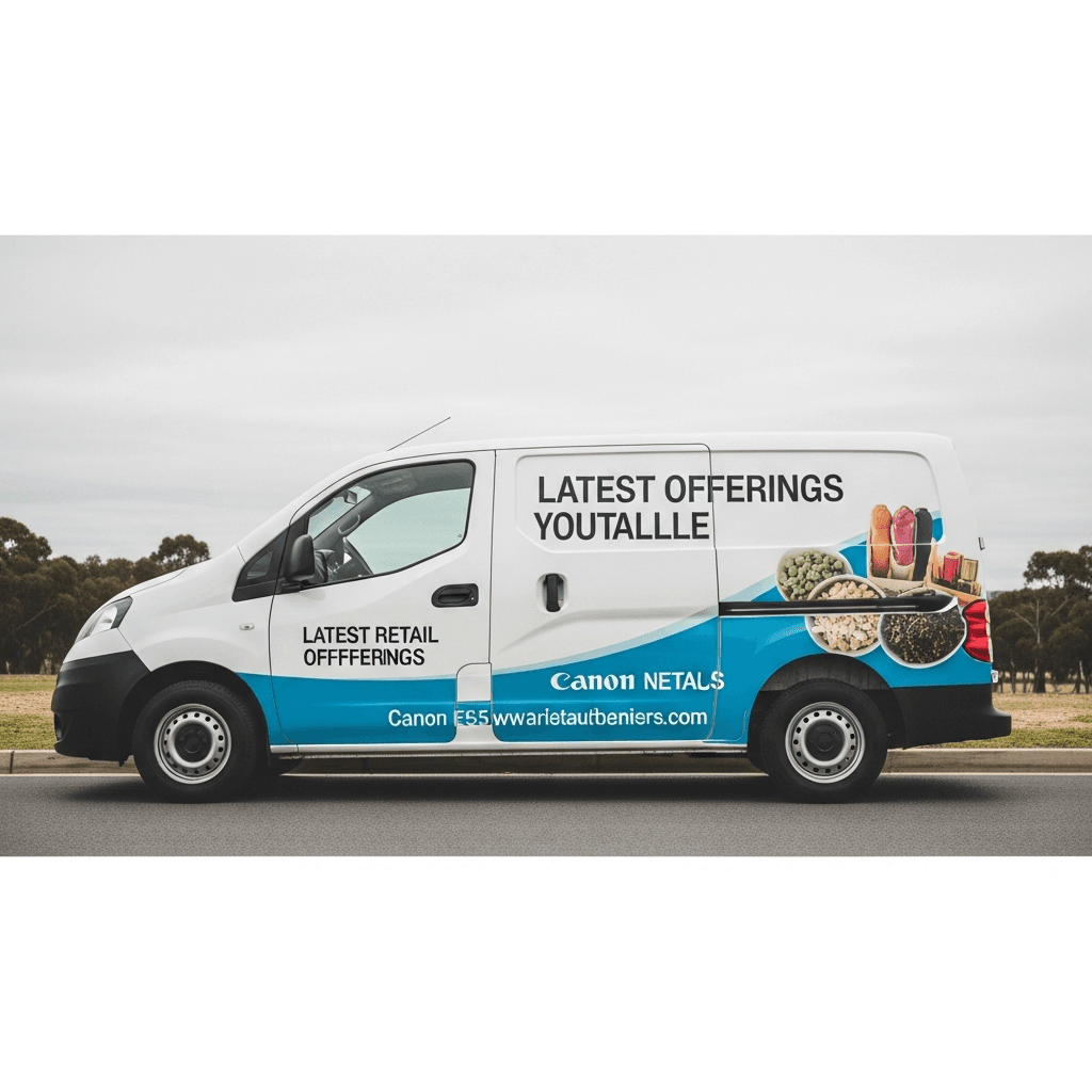 Utilitaire habillé d'un lettrage publicitaire Autovring